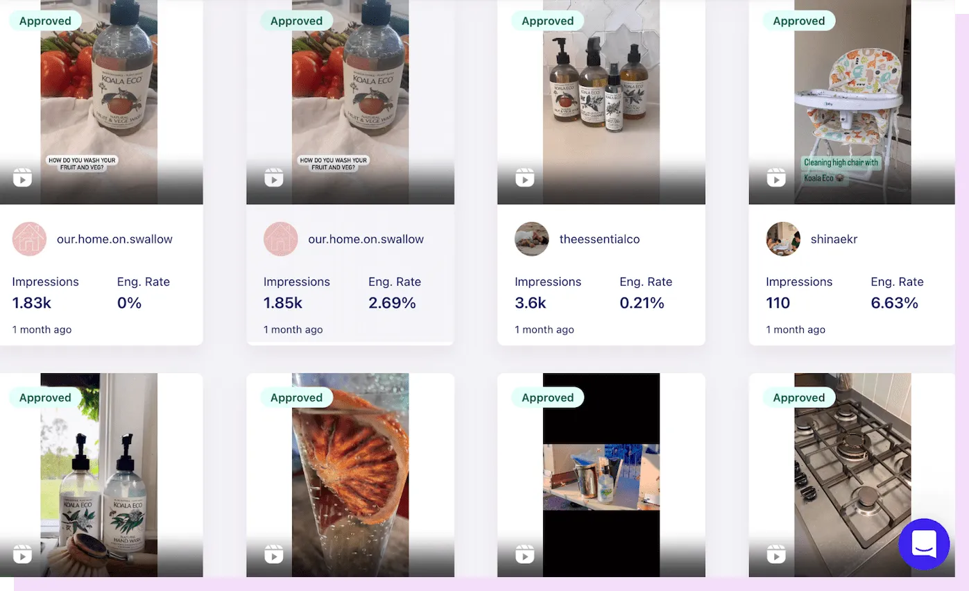 sample UGC from brand ambassadors