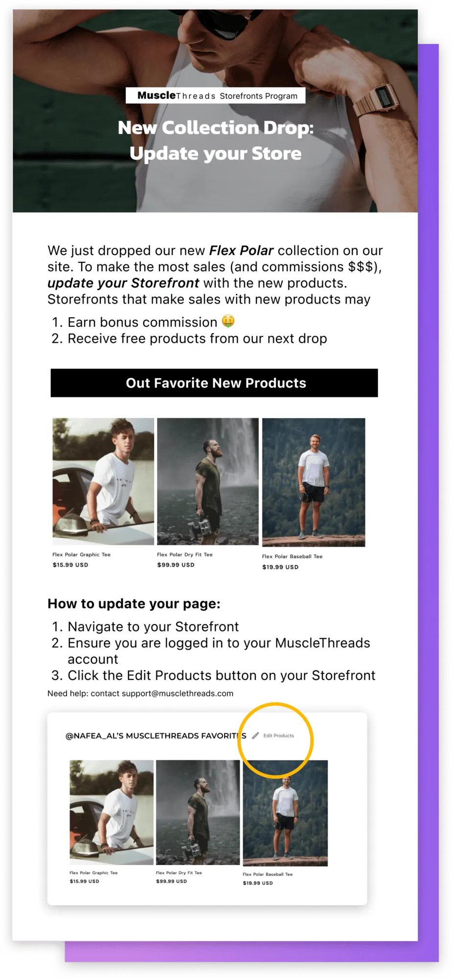 Your creators / influencers / ambassadors / customers can choose new products to add to their Storefronts with the product picking functionality.