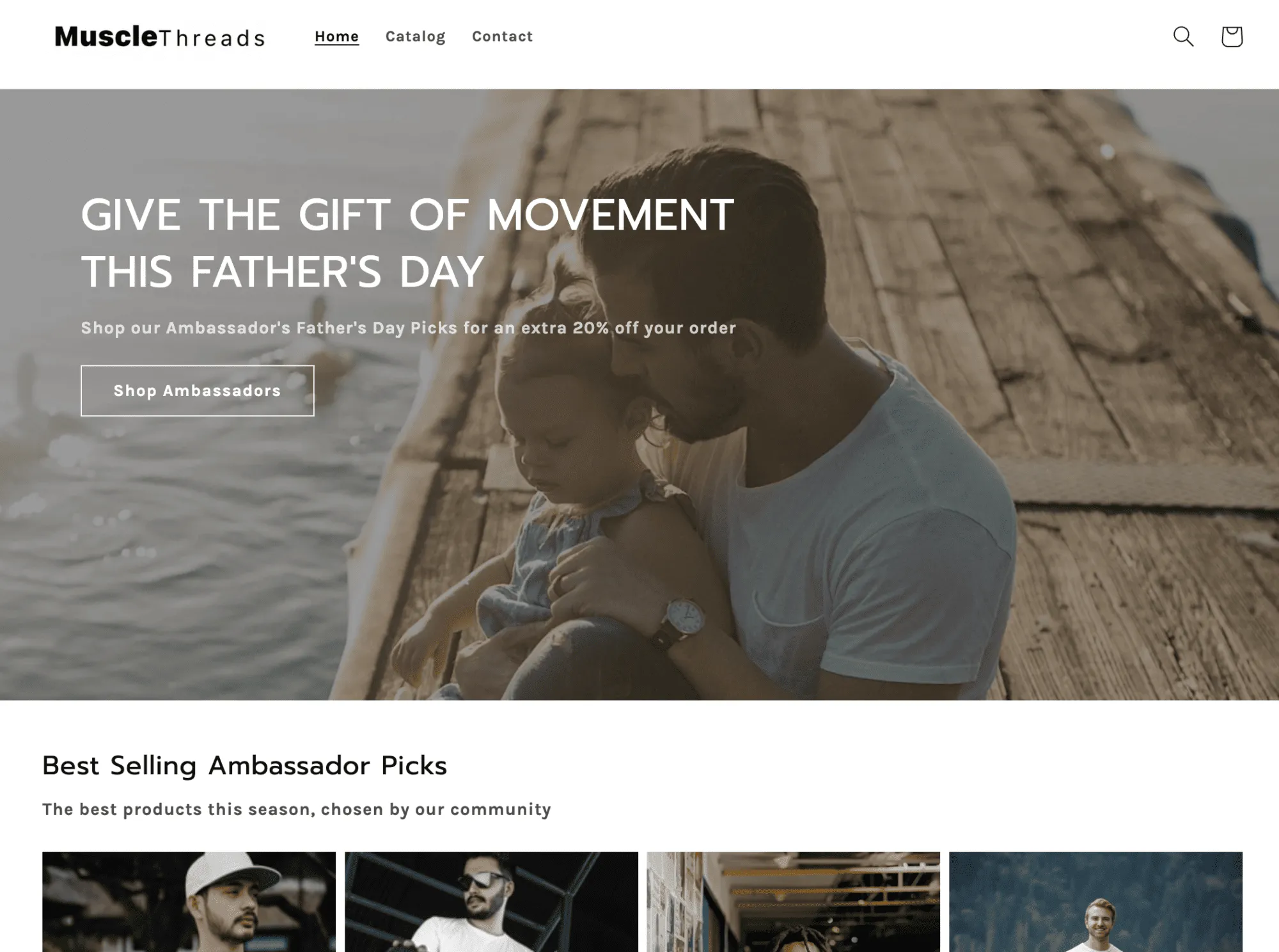 Shop top dad creator storefronts directly from the eCommerce home page