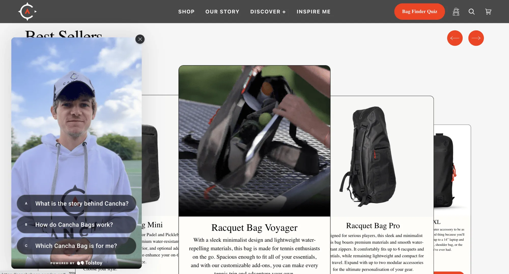 Tolstoy shoppable video embedded on a website