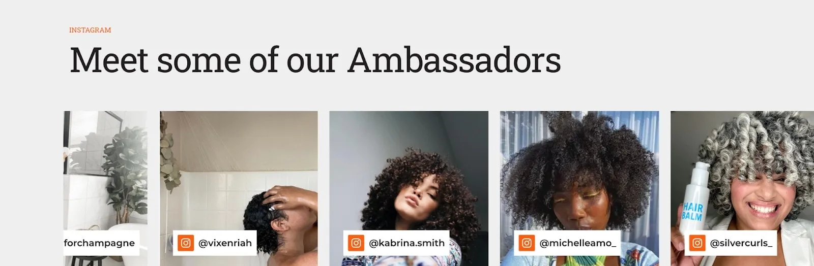 Hairstory featured top organic content from their ambassadors, on their website