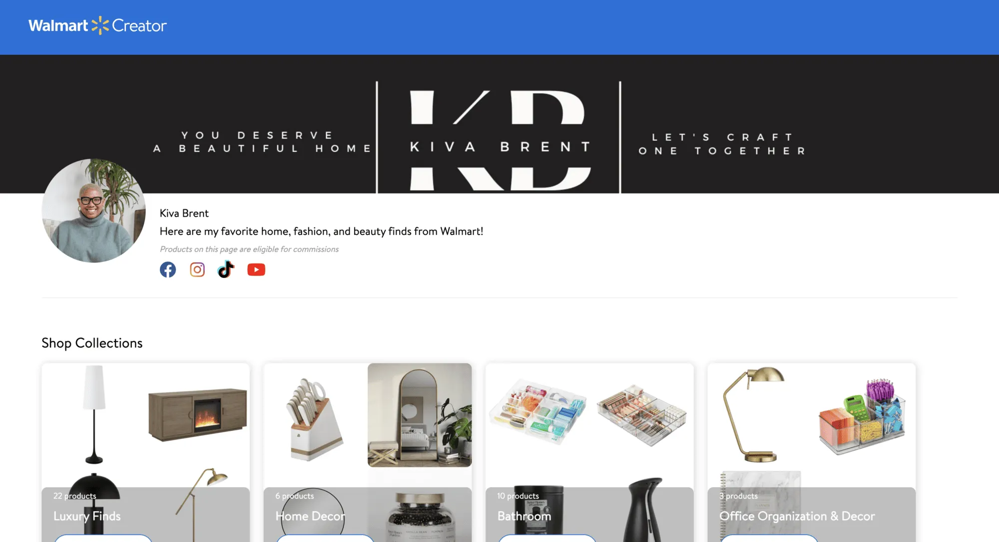 Walmart Creator Kiva Brent has a collection of products on the Walmart site