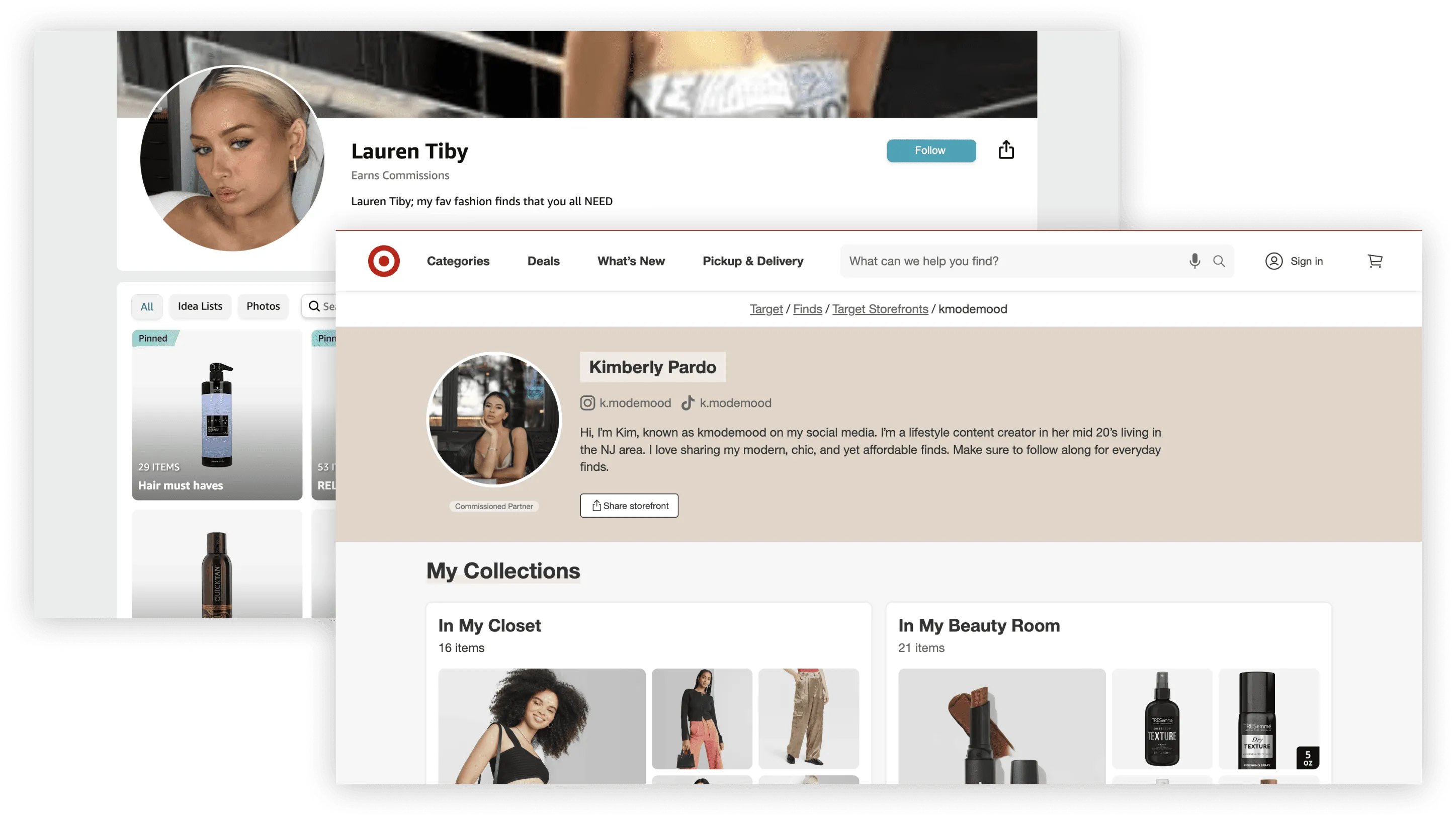 Amazon Influencer Storefronts and Target Influencer Picks