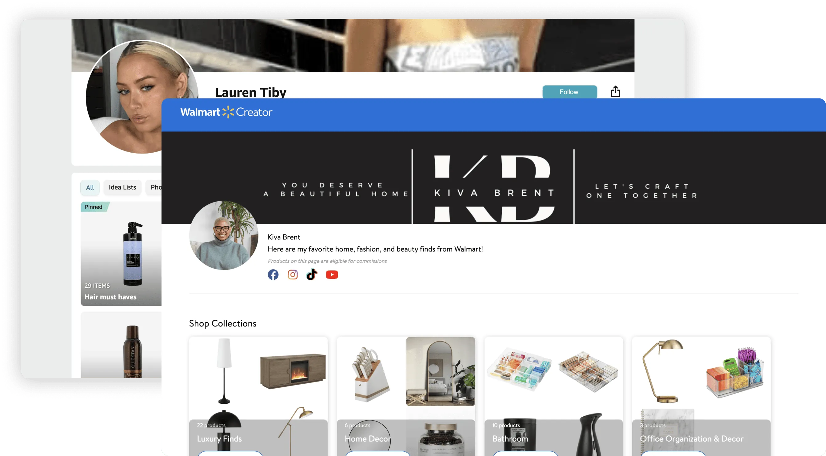 Walmart Creator and Amazon Influencer Program both offer creators personal storefronts to sell products from