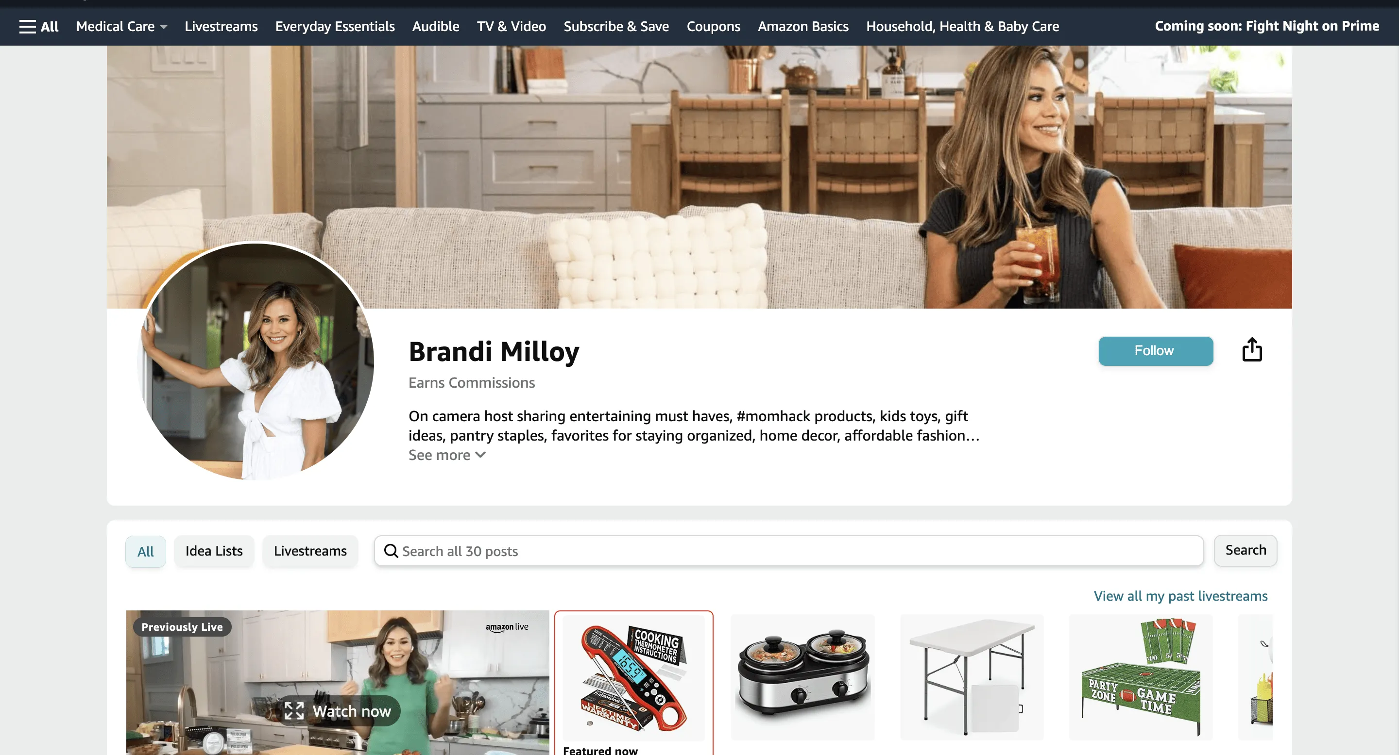 Brandi Milloy curates UGC and product picks on her Amazon Influencer Storefront
