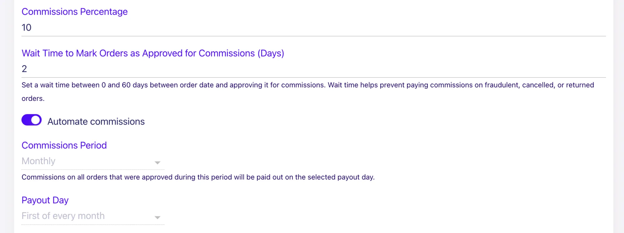 LoudCrowd's program settings enables customizations that will protect you from affiliate fraud