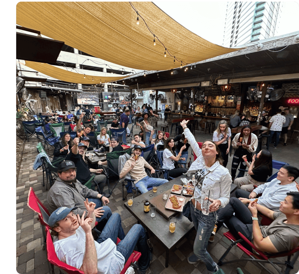 The LoudCrowd team gathered at a bar in Austin, TX